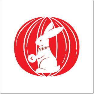 RABBIT IN RED LANTERN Posters and Art